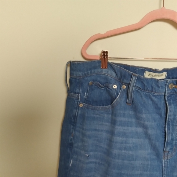 Madewell Light Wash Classic Straight Leg Step Hem Lightly Distressed Jeans 35 - Picture 3 of 13